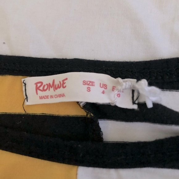 black,white,yellow half and half crop shirt - Picture 3 of 3